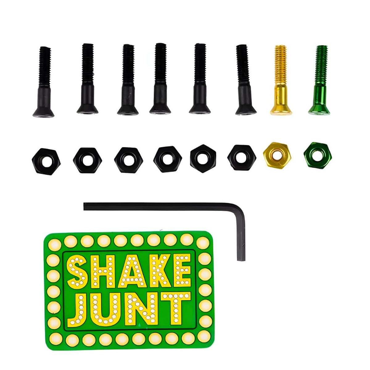 Shake Junt Bag O' Bolts Allen key bolts in 7/8 inch size, set of nuts and bolts for skateboarding or construction projects.