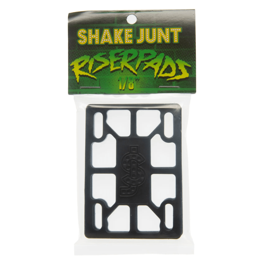 Shake Junt skateboard truck riser pads, 1/8 inch thick, designed to elevate and protect skateboard trucks during riding.