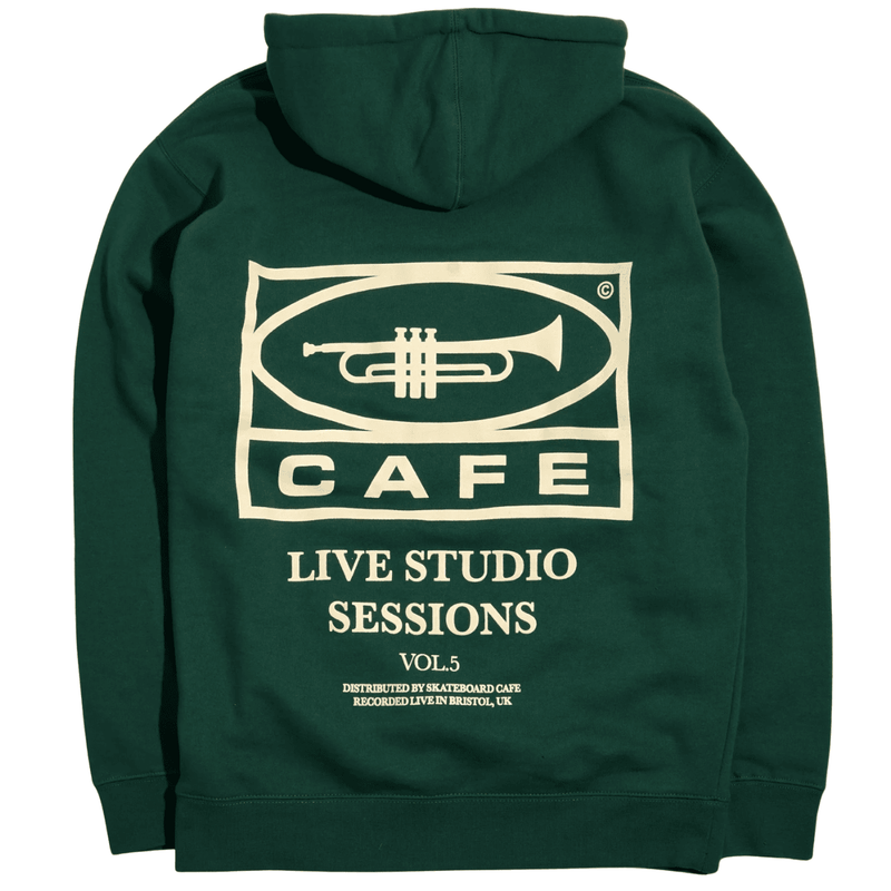 Skateboard Cafe 45 Hoodie | Forest Green & Cream - The Vines Supply Co