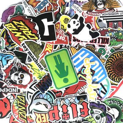 Assorted skateboard stickers from The Vines, featuring vibrant skateboarding brand designs on a 10-pack sheet.
