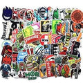 Assorted skateboard stickers from The Vines featuring skateboarding-themed designs in a pack, perfect for customizing boards and accessories.