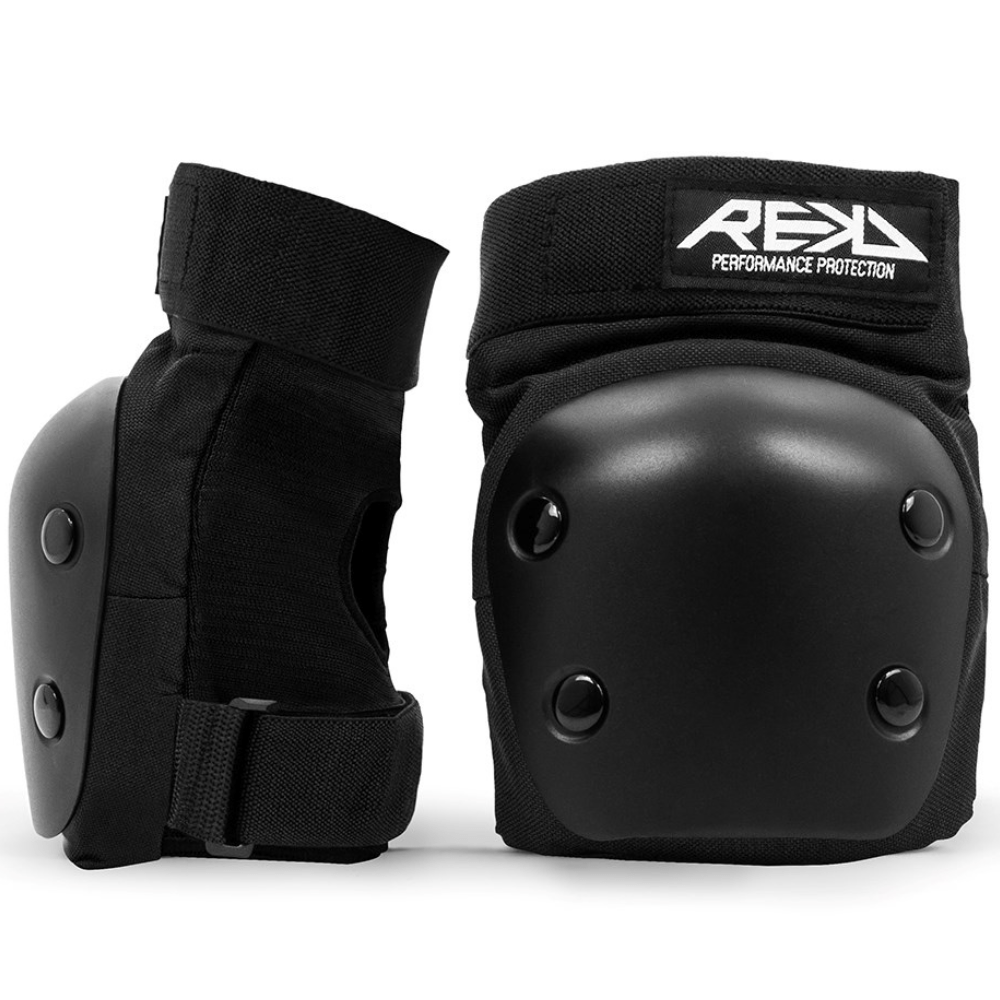 Rekd Heavy Duty 3-Piece Triple Pad Set by Triple 8 in black, including knee, elbow, and wrist pads for skating or biking.