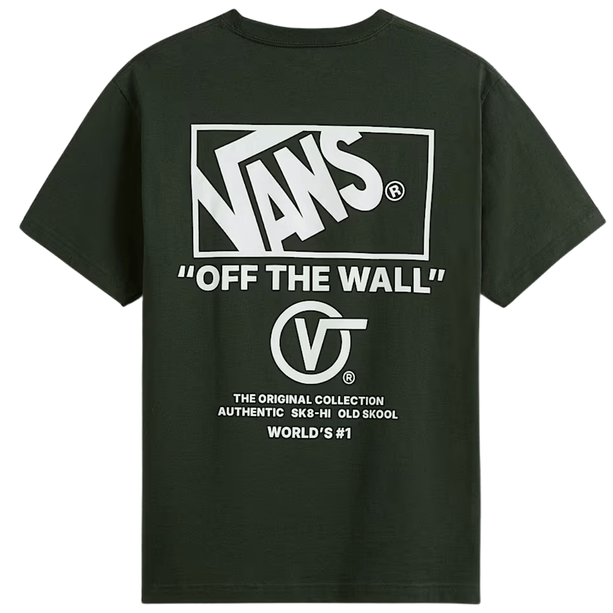 Vans Stockpile T-Shirt in dried kelp green, featuring a casual crew neck design and Vans logo on the front.