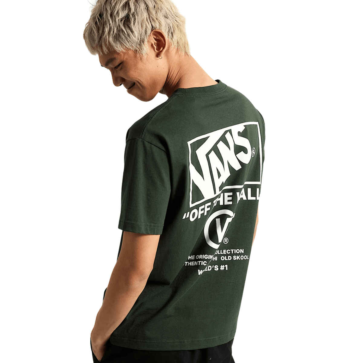 Vans Stockpile T-Shirt in Dried Kelp Green, casual crewneck tee featuring a simple, stylish design and soft cotton fabric.