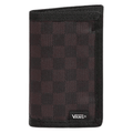 Vans Slipped Trifold Wallet in black and charcoal checked pattern with multiple card slots and cash compartment.