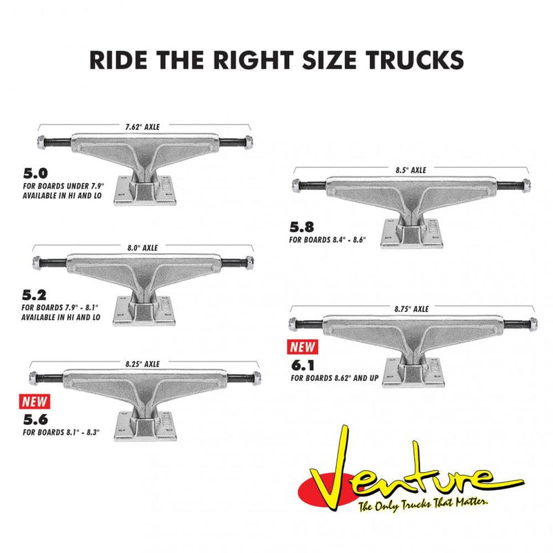 Venture Venture V Hollow Low Polished Skateboard Trucks Pair | 5" Trucks | The Vines
