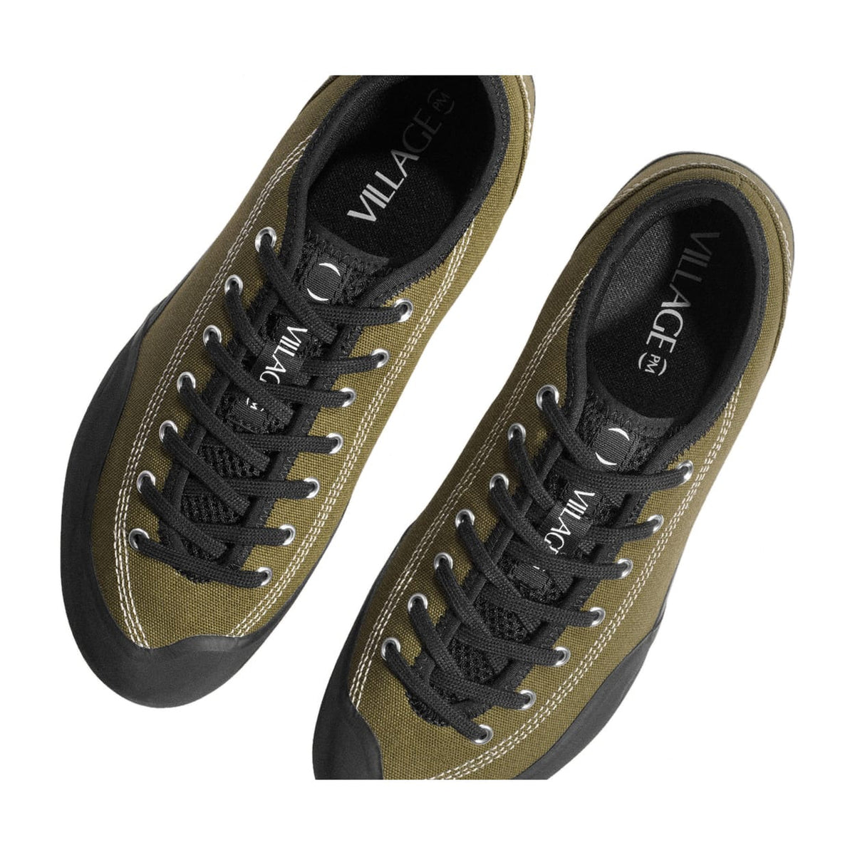 Village PM 1:30 PM canvas skate shoes in Olive and Natural Black