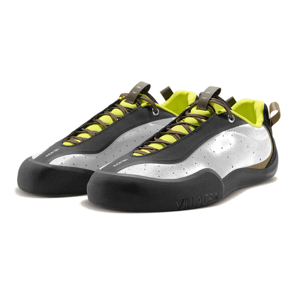 Village PM 2PM synthetic leather skate shoes in White, Lime and Natural Black