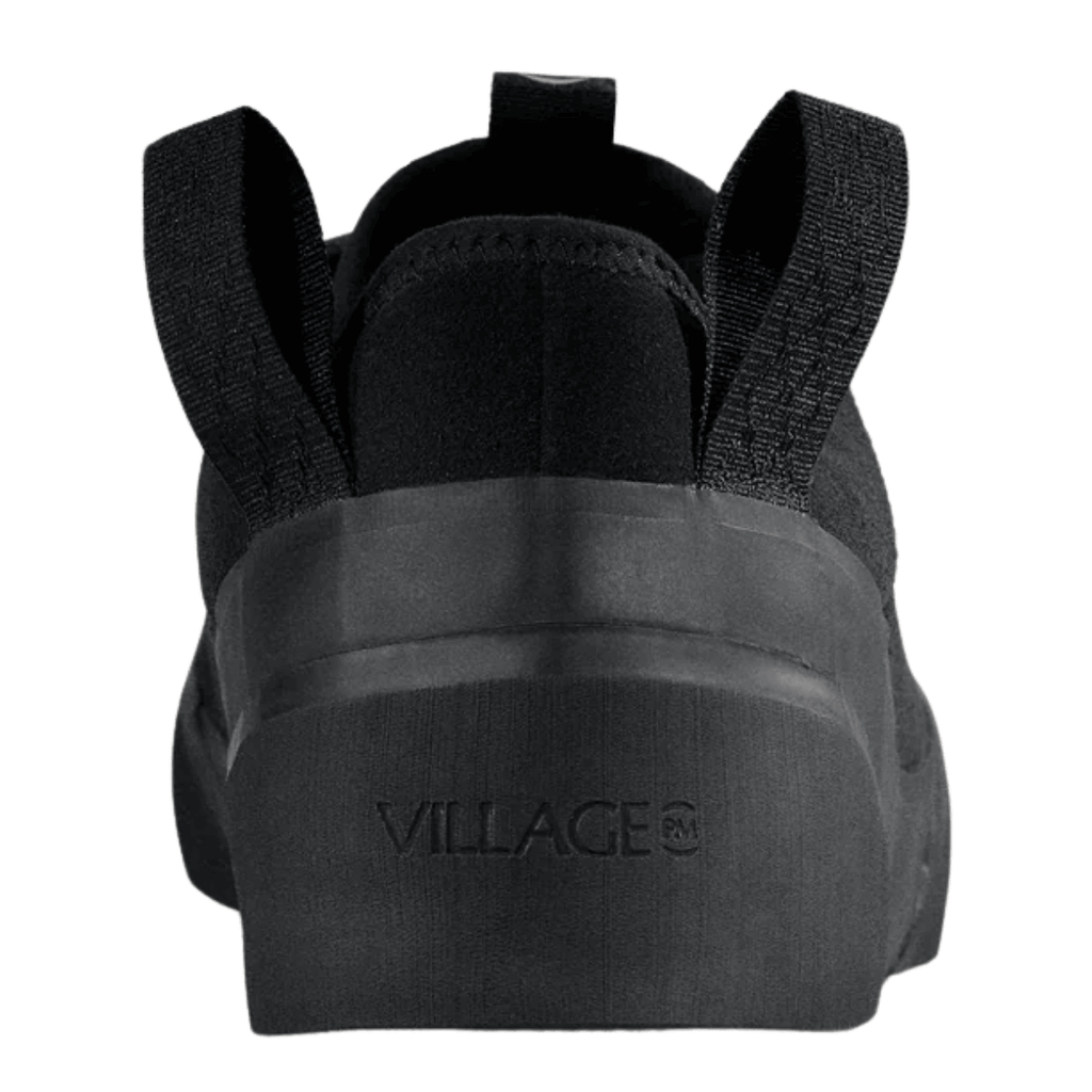 Village PM 1:00 PM suede skate shoes in black, casual footwear with sleek design and durable suede material.