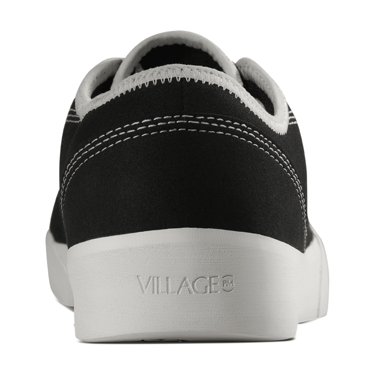 Village PM 1:30 PM skate shoes in black and white canvas with classic design and skateboarding style.