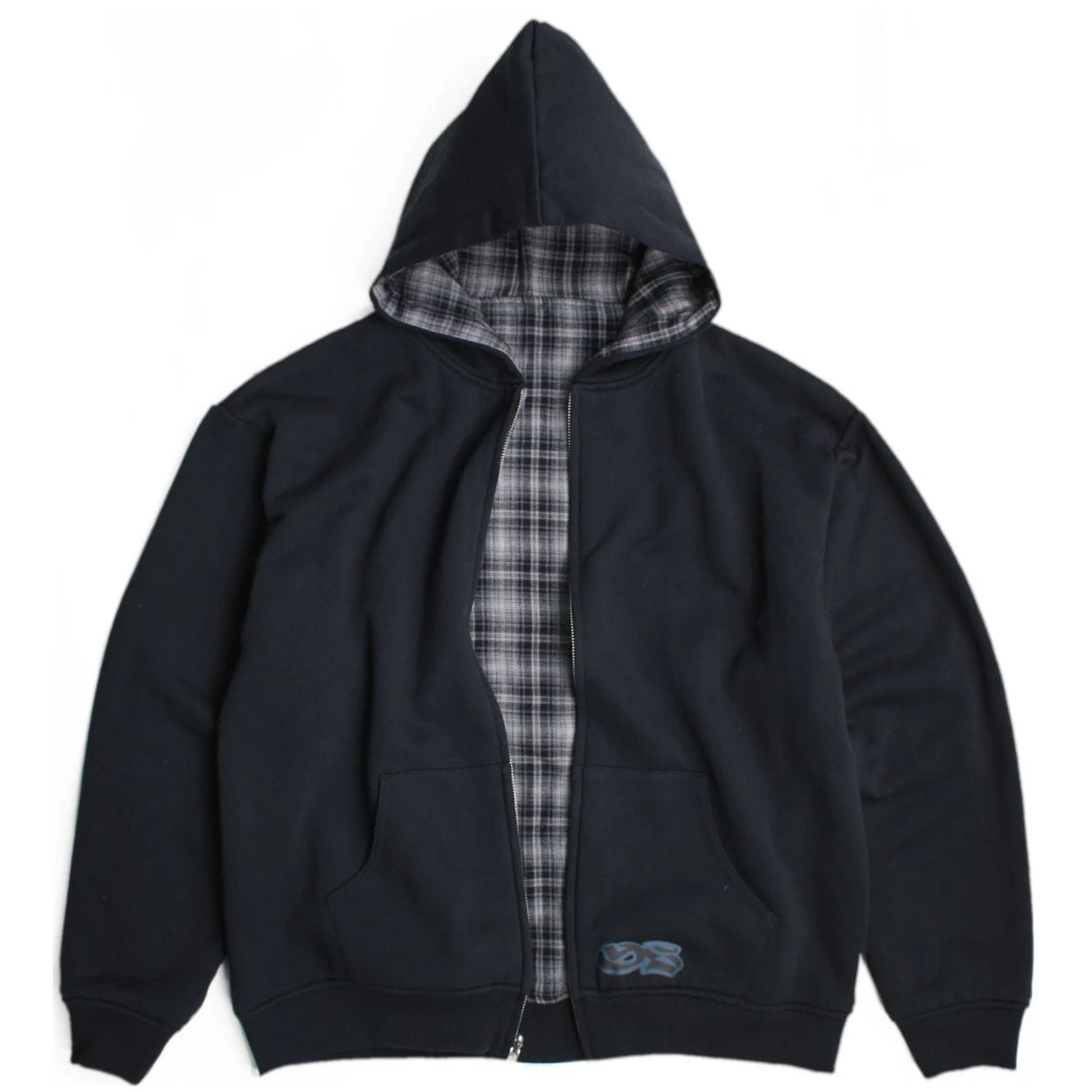 Yardsale Reversible Flannel Hoodie | Grey