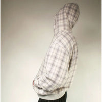 Reversible Yardsale hoodie in grey and stone, showing front view with color sides and casual fit.