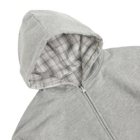 Yardsale reversible hoodie in grey and stone, featuring a cozy fit and casual style, shown in a front view.