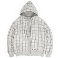 Yardsale reversible hoodie in grey and stone, showing both sides with soft fabric and casual fit, suitable for everyday wear.