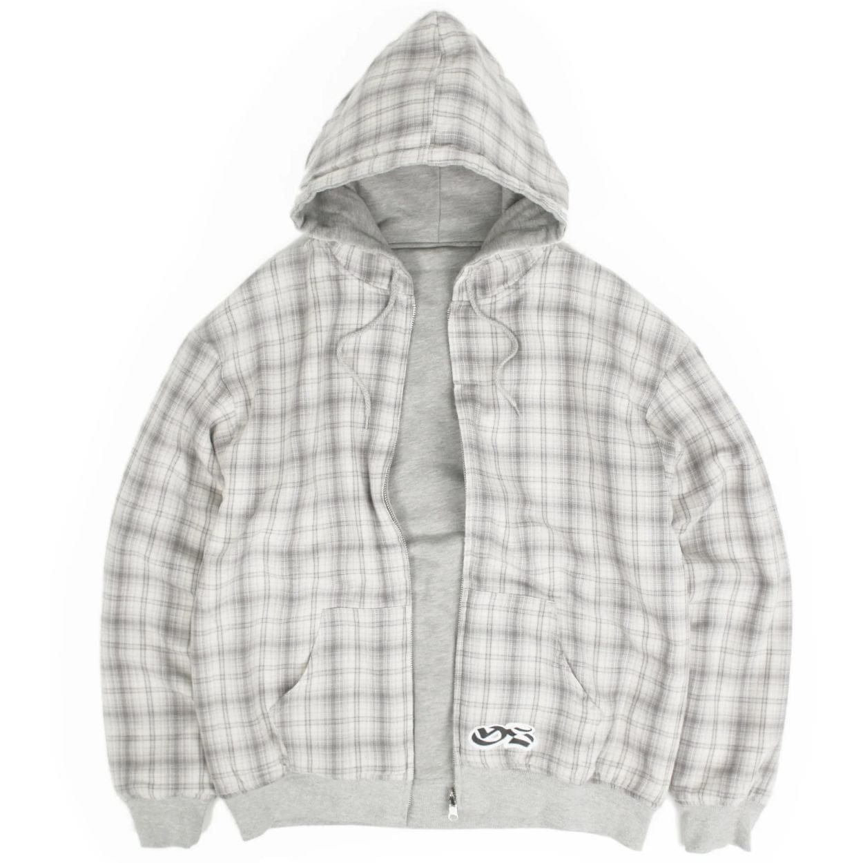 Yardsale reversible hoodie in grey and stone, showing both sides with soft fabric and casual fit, suitable for everyday wear.