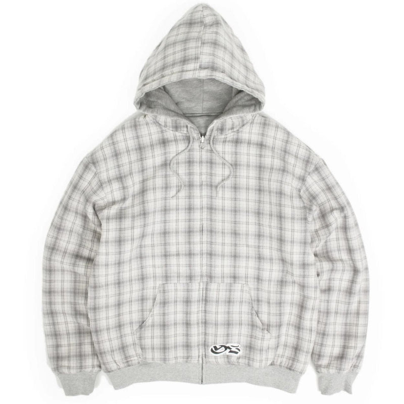 Yardsale reversible hoodie in grey and stone, featuring a soft fabric and casual fit, displayed flat on a neutral background.